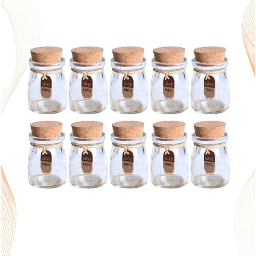 10pcs 100ml Glass Jars with Cork Lids DIY Wishing Bottle Wedding Favors Apothecary Jars Honey Pot Bottles Pudding Glass Bottle w