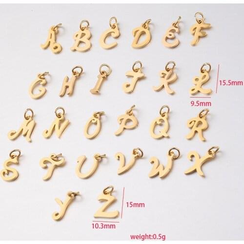 100% Stainless Steel 26 Alphabet Charm For Jewelry Mini Metal A-Z Letter Charms Mirror Polished Wholesale 26pcs