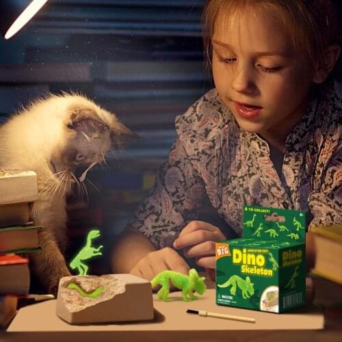 2Sets Kid Glowing Dinosaur Skeleton Dig Excavation Kit Archaeology Children Early Education Toy