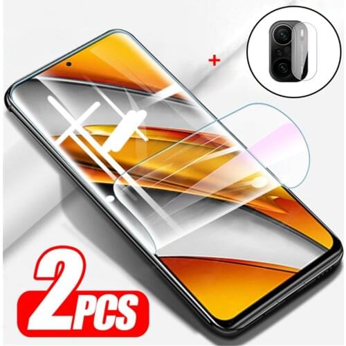 2 pcs hydrogel film + camera glass for pocophone f3 screen protector poco f3 mi poko x3 nfc hidrogel poco x 3 pro xiaomi poco-f3