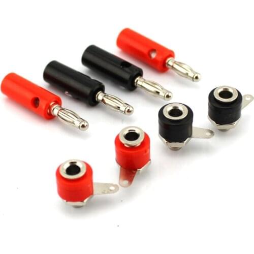 4Sets Audio Speaker Banana Plug Screw + Socket Connector Kits 4mm Jack Panel Terminal Audio Speaker Connectors DIY