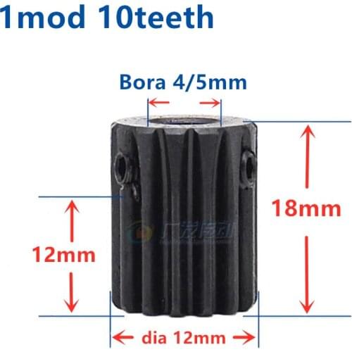 4pcs Spur Gear pinion 10T 10Teeth Mod 1 M=1 Bore 4mm 5mm 6mmRight Teeth positive gear gear steel cnc gear rack transmission RC