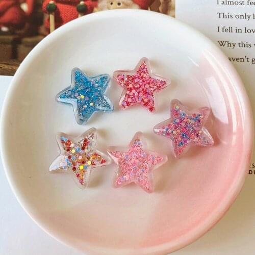 5PCS 24mm New creative cute star glitter shiny resin jewelry accessories patch childrens rubber band matching