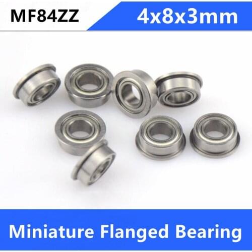 500pcs/lot Flange bearing MF84ZZ MF84 ZZ Z 4x8x3 mm Shielded Miniature deep groove Ball Bearings Flanged 4*8*3mm