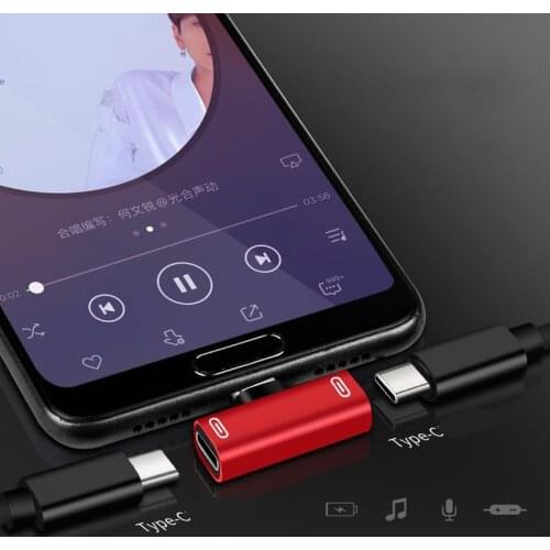5Colour Type-c Double Female Adapter Charging Headset 2-in-1 Dual Type-c Audio Headset Converter Auto Accessories Shifters