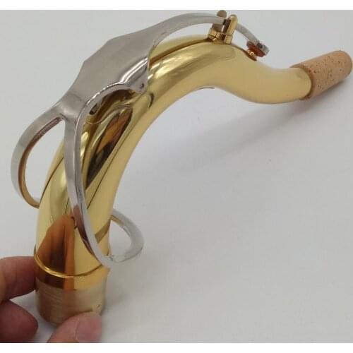 Free Shipping Brand New Bb Tenor Saxophone Necks Professional Sax Necks Brass Accessories Gold lacquer Nickel-plated Keys