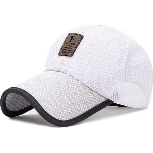Brim full net baseball cap outdoor breathable shade mesh cap men and women leather standard sunscreen big hat Summer long hat