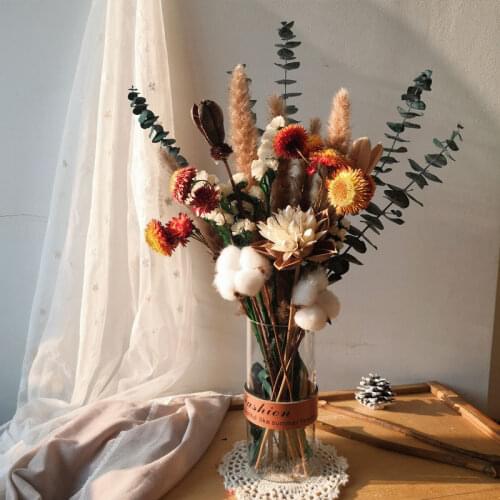 Dried Flower Bouquet Forget Me Not All Over The Sky Cotton Straw Chry Santhemum Bedroom Home Decoration Factory Outlet
