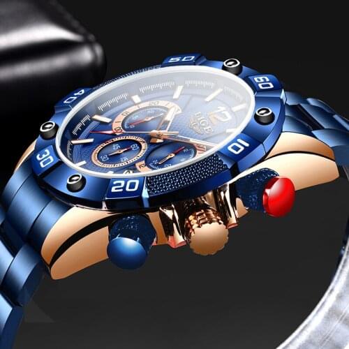 New 2020 LIGE Watch Men Fashion Blue Quartz Mens Watches Top Brand Luxury Men Business All Steel Big Dial Waterproof Sport Clock