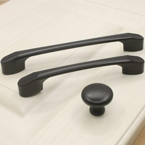 Black Metal Alloy Door Handles & Knob For Furniture Accessories Simple European Cabinet Drawer Cupboard Kitchen Pull knobs