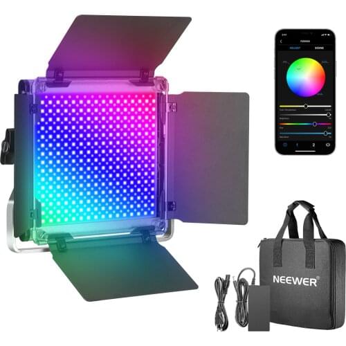 Neewer 660 RGB Colorful Led Light with APP Control and LCD Screen/U Bracket/Barndoor, Metal Shell for Photography
