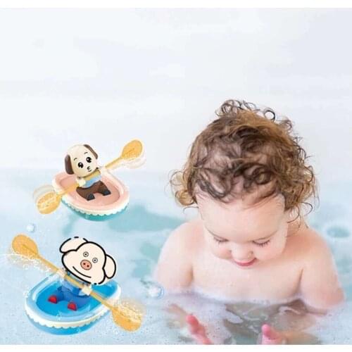 Baby Bath Toy Imagination Lovely Animal Play Water Pull String Dog Pig Boat Toy Baby Clockwork Play Swimming Toy for Kids