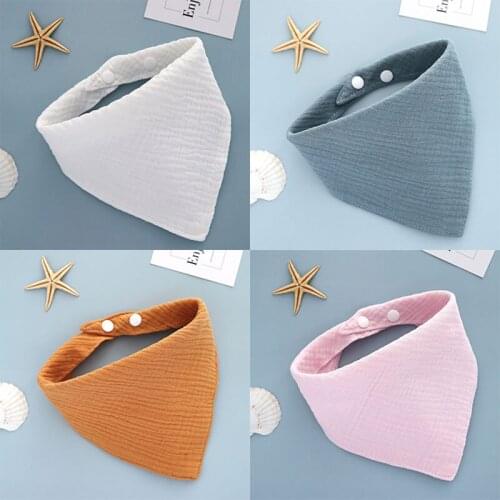 Baby Cotton Gauze Bibs Feeding Towel Newborn Toddler Girls Boys Triangle Scarf Bandana Solid Color Absorbent Stuff Accessories