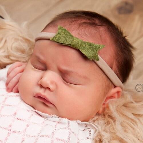 Double Layer Felt Cloth Bowknot Baby Elastic Hairband Solid Color Handmade Bows Nylon Headband Infant Headwear Birthday Gifts