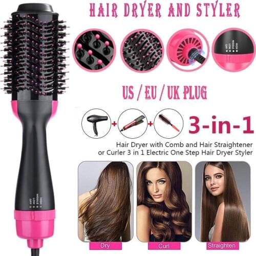 One Step Hair Dryer and Styler Volume Multifunctional 1000W High Power 3-in-1 Salon Negative Ion Hot Air Brush Ionic Technology