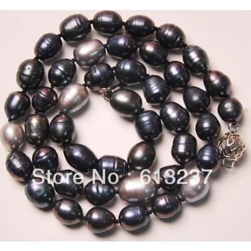 Hot free Shipping new 2014 Fashion Style diy Akoya NATURAL COLOR PEARL NECKLACE 9-10MM 18" MY4784