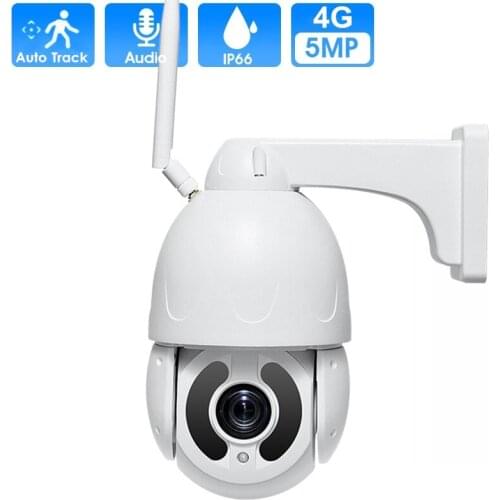 4G SIM Card 5MP PTZ Camera Ai Human Detect Auto Tracking Audio 20X Zoom Auto Focus 4.7-94mm Lens CCTV Security IP Camera Camhi