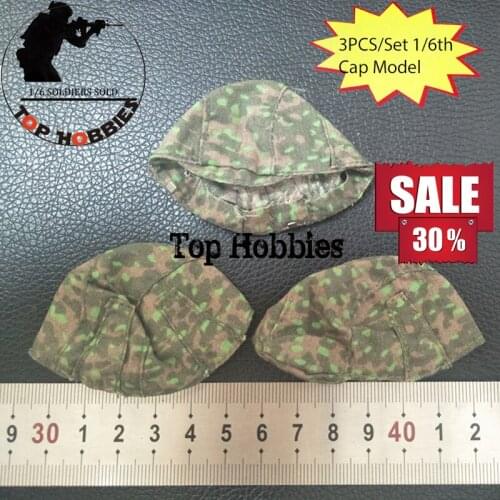 3XDragon Models 1/6 Scale German Military Soldier Toy Action Figure German Helmet Cover Camouflage Pea Hats Fit 1/6 WW2 Figure
