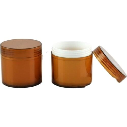 100G 100ML Brown Cream Jar, Big Volume Plastic Cosmetic Skin Care Cream Pot, With White Plastic Inner Lid, 20pcs/lot