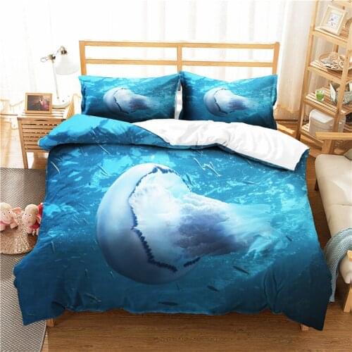 A Bedding Set 3D Printed Duvet Cover Bed Set Sea Jellyfish Home Textiles for Adults Bedclothes with Pillowcase #SM05