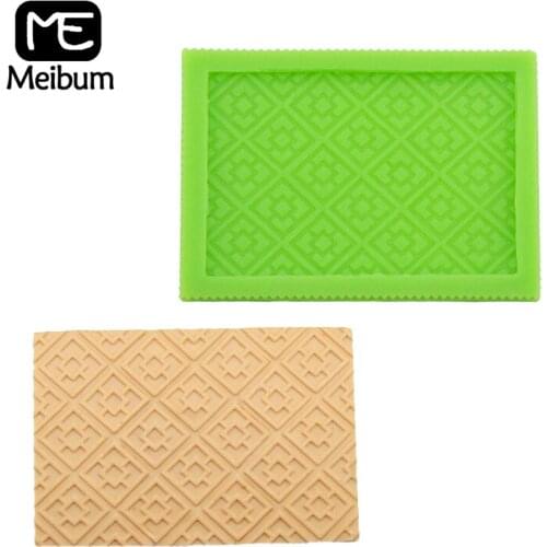 Meibum Art Emboss Silicone Fondant Cake Mold Classic Square Small Lattice Paste Sugar Craft Border Decorating Mould Candy Tools
