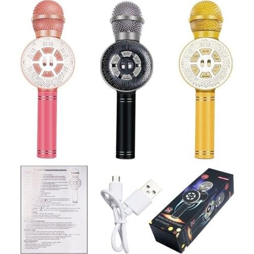 WS669 Microphone Colorful LED Lights Mobile Phone Karaoke Microphone Wireless Recording Studio Conference Mic