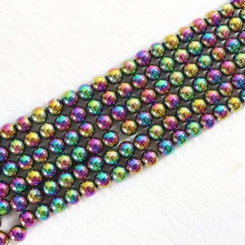 Fashion multicolored hematite stone 4mm 6mm 8mm 10mm 12mm new trendy round loose beads making Jewelry B179