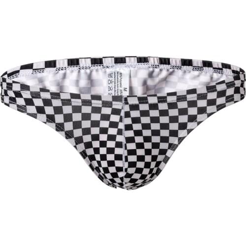 Men Underwear Sexy Men Briefs Breathable Mens Slip Cueca Male Plaid Panties Underpants Small Briefs