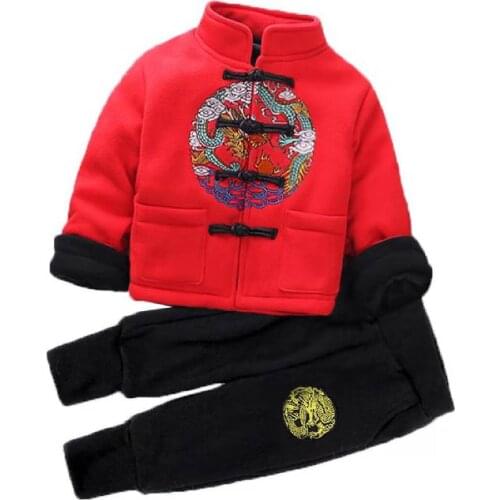 New Kids Clothes Autumn Winter Boys Sets Long Sleeve Plus Thick Coats+ Pants 2Pcs Suits For 12M 18M 2 3 4 Yrs Toddler Boys Wear