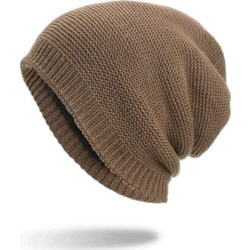 HanXi New Winter Velvet Hat Men Warm Knitted Beanie for Women Fashion Ski Caps