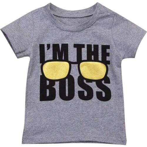 2019 New Summer Toddler Newborn Baby Boy Clothes Short Sleeve I am the Boss Print T-shirt Casual Cotton Cute Tops Blouse 1-5T
