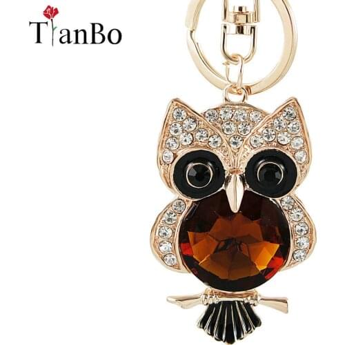 New alloy Car Key Ring New crystal Gift Owl fashion keychain fine keychain Car Pendant Ornaments keyrings jewelry