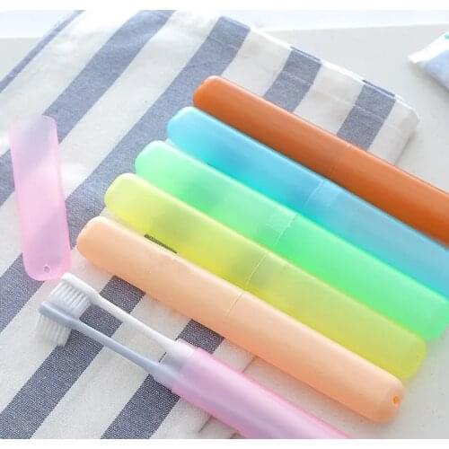 Plastic Toothbrush Cases Random Color Portable Dust-proof Toothbrush Case Storage Box Organizer Plastic Travel goods
