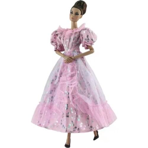 1/6 BJD Doll Dress Elegant Pink Princess Party Gown For Barbie Clothes Outfits Vestido 30cm Dolls Playhouse Accessories Kid Toys