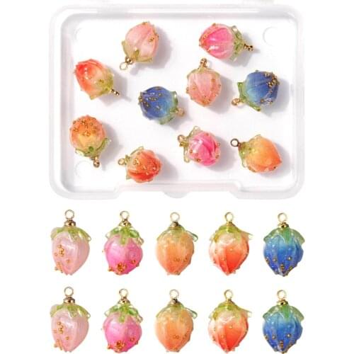 10pc/Box Handmade Flower Bud Pendants Natural Real Flower Dried Flower Pendant for Neckalce Earring jewelry DIY making Mix Color