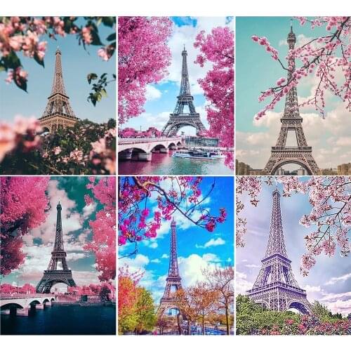 Full Square Diamond Painting Landscape Embroidery Rhinestone Picture Cross Stitch Kit Diamond Mosaic Eiffel Tower Craft Gift