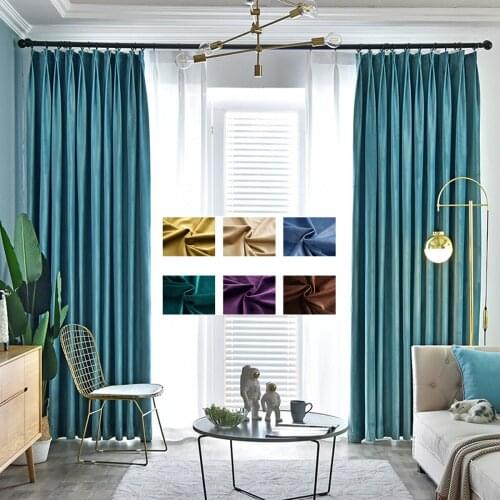 Blackout Luxury Velvet Curtains For Living Room Bedroom Solid Plain Window Door Curtain Drape Tulle Green Blue Brown Yellow
