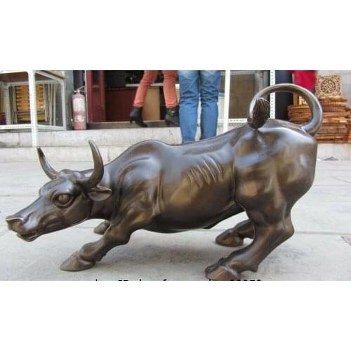 Lucky Chinese Bronze Copper Feng Shui Zodiac Year Strong Bull Oxen Statue Figure
