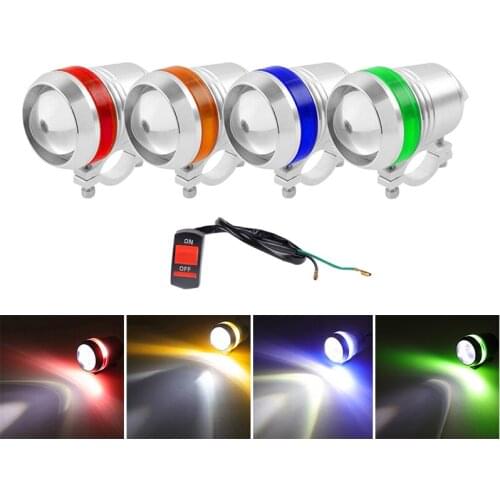 DERI 30W LED Moto Motorcycle Headlight Fog Lights U2 Angel Eye U3 LED Driving Headlight Spot Lamp 30W Silver