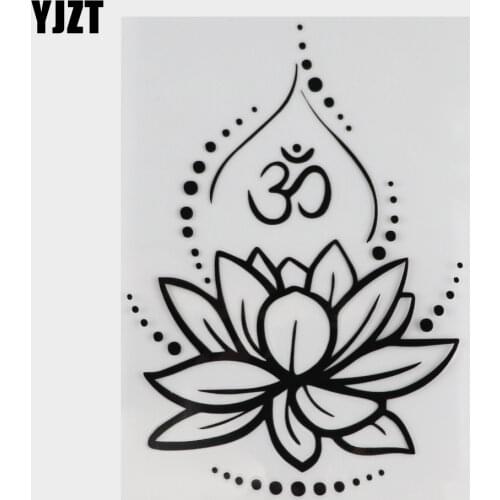 YJZT 11.2×16CM Modern Cartoon Vinyl Car Sticker Decal Decorative Style Of Buddhist Lotus Black/Silver 4C-0342