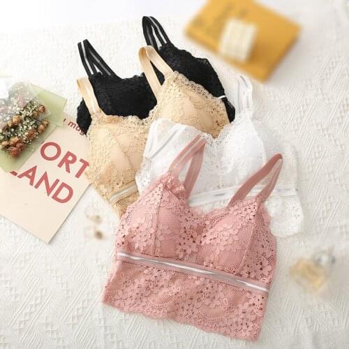 2020 Women Lace No Steel Ring Bra V-shaped Beautiful Back Wrapped Chest Comfortable Brassiere Stretch Padded