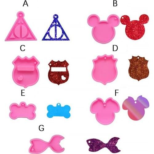 1 Piece Mirror Surface Epoxy Resin Silicone Keychain Mold for Kid