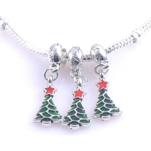 10 pcs 21x11mm Silver christmas trees Spacers Beads charms Fit Charms Bracelets Jewelry Handmade DIY DK-056