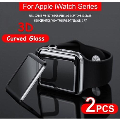 2Pcs New Tempered Glass For iWatch SE 6 40 44mm 3D Full Curved Screen Protector For Apple Watch Series 6 5 4 3 2 1 38 42MM Film