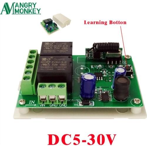 433Mhz Remote Control Circuit DC 5V 12V 24V Universal Wireless Switch 2 CH RF Relay Receiver Module DC5-30V For Smart Home