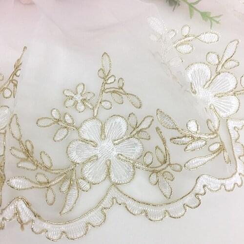 5Y/lot embroidery lace trim gold silver car bone lace fabric for dress wedding decoration home accessories TX985