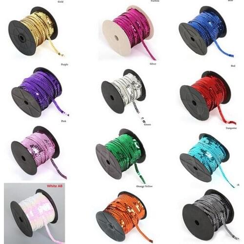 6mm 100 Yard/roll Loose Round Flat Sequins Sewing Trim for Clothing Accessory DIY Craft Home Art Decoration