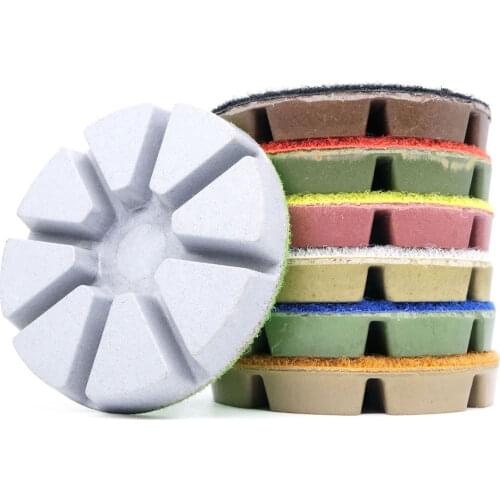 7 Pcs/Set 3 Inch Diamond Floor Polishing Pads Stone Granite Marble Concrete Floor Renew Sanding Discs Repair Resin Bond Abrasive