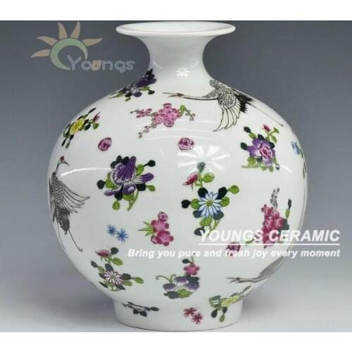 Free Shipping Special Jingdezhen craft Ceramic Porcelain Luminous Crane vase
