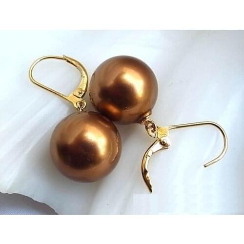 Free shipping Hot sale >>>>HOT Huge AAAA+ 16mm chocolate South Sea Shell Pearl Earring